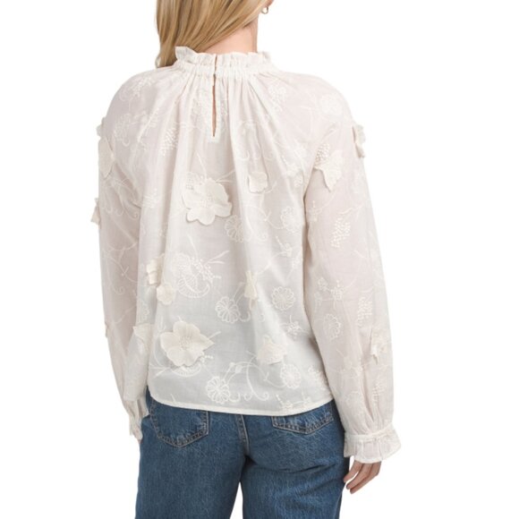 LOVE THE LABEL Ivory Floral High Neck Top - Picture 2 of 2